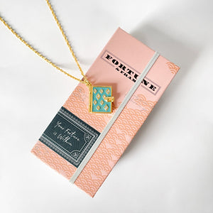 Stardust Book Locket (Aquamarine) - Gold